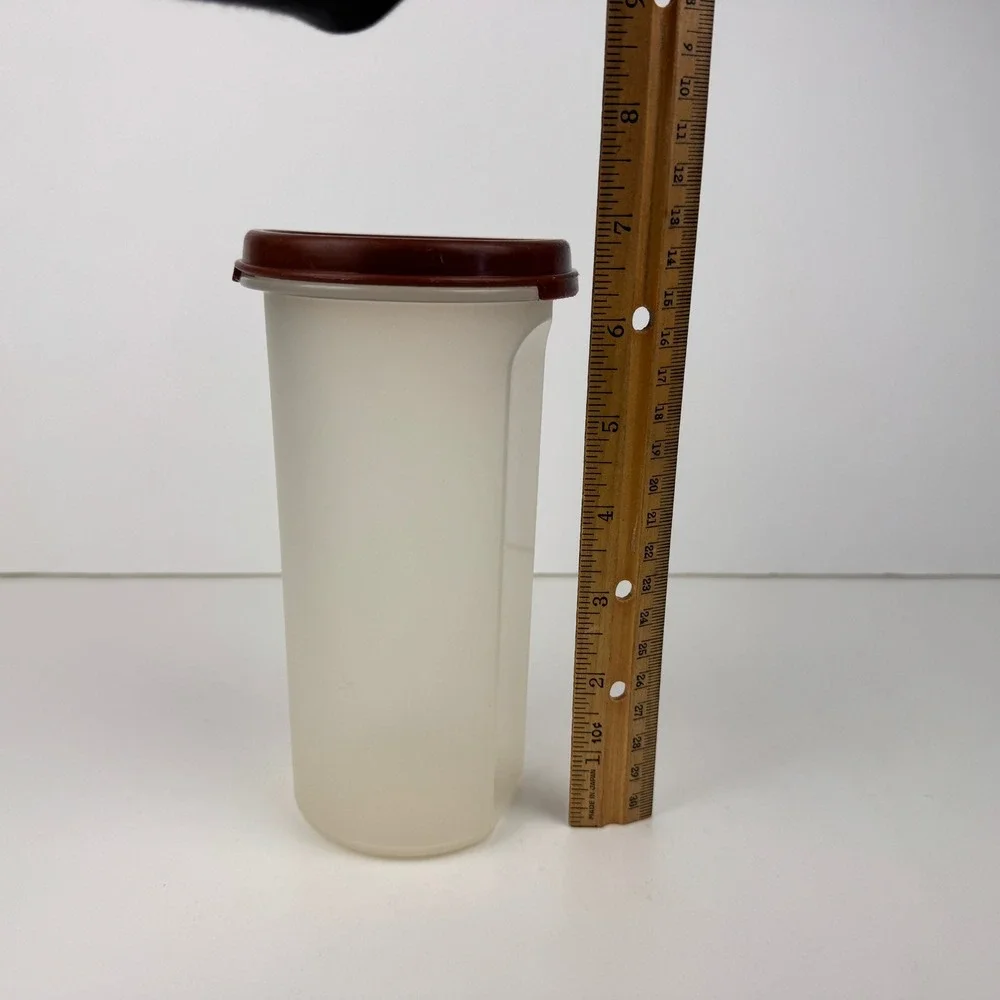 Vtg Plastic Tupperware 22floz Modular Mate Clear Bottom Brown Lid 1641-23‎ READ